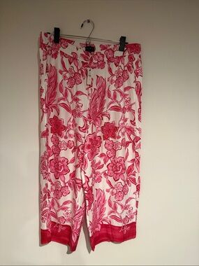 Talbots White Capri Pants with Pink Floral Print